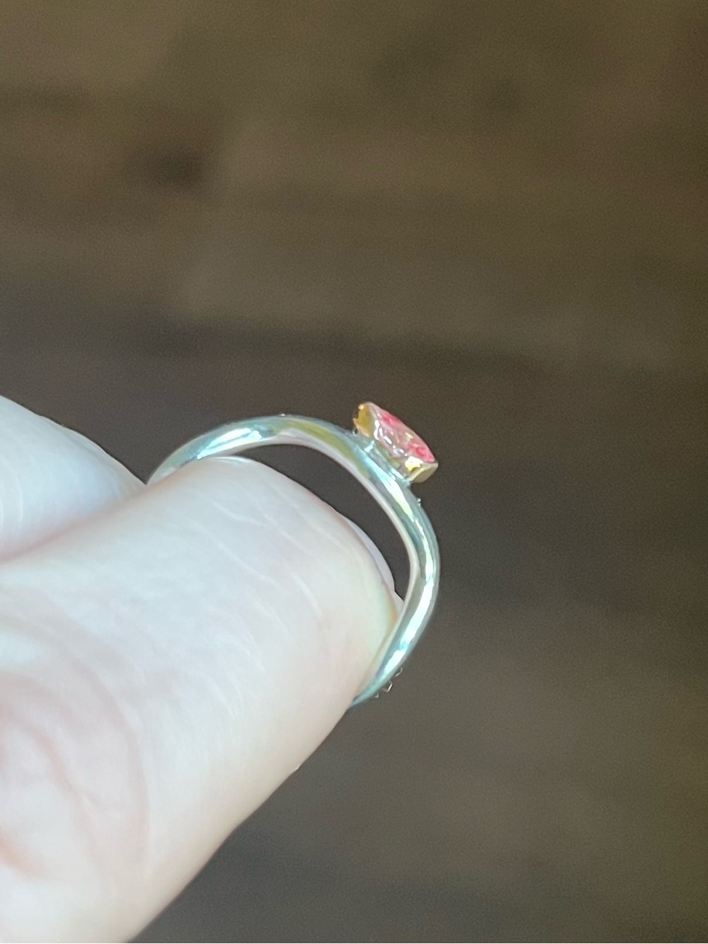 SETTE Coquette Two Toned Pink Pear Pinky Ring Size 4 - Picture 9 of 15